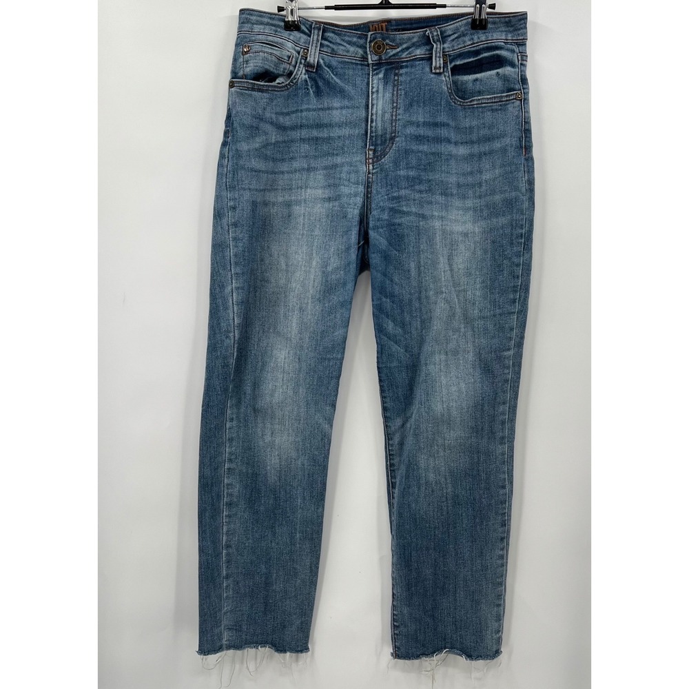 Kut from the Kloth 8 Katy High Rise Ankle Straight Leg Womens Blue Raw Hem Jeans